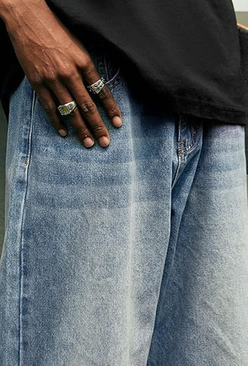 Mens Baggy Jeans for Men Women Y2K Skater Vintage Plain Pants Casual Wide Leg Jeans Loose Fit Denim Jeans